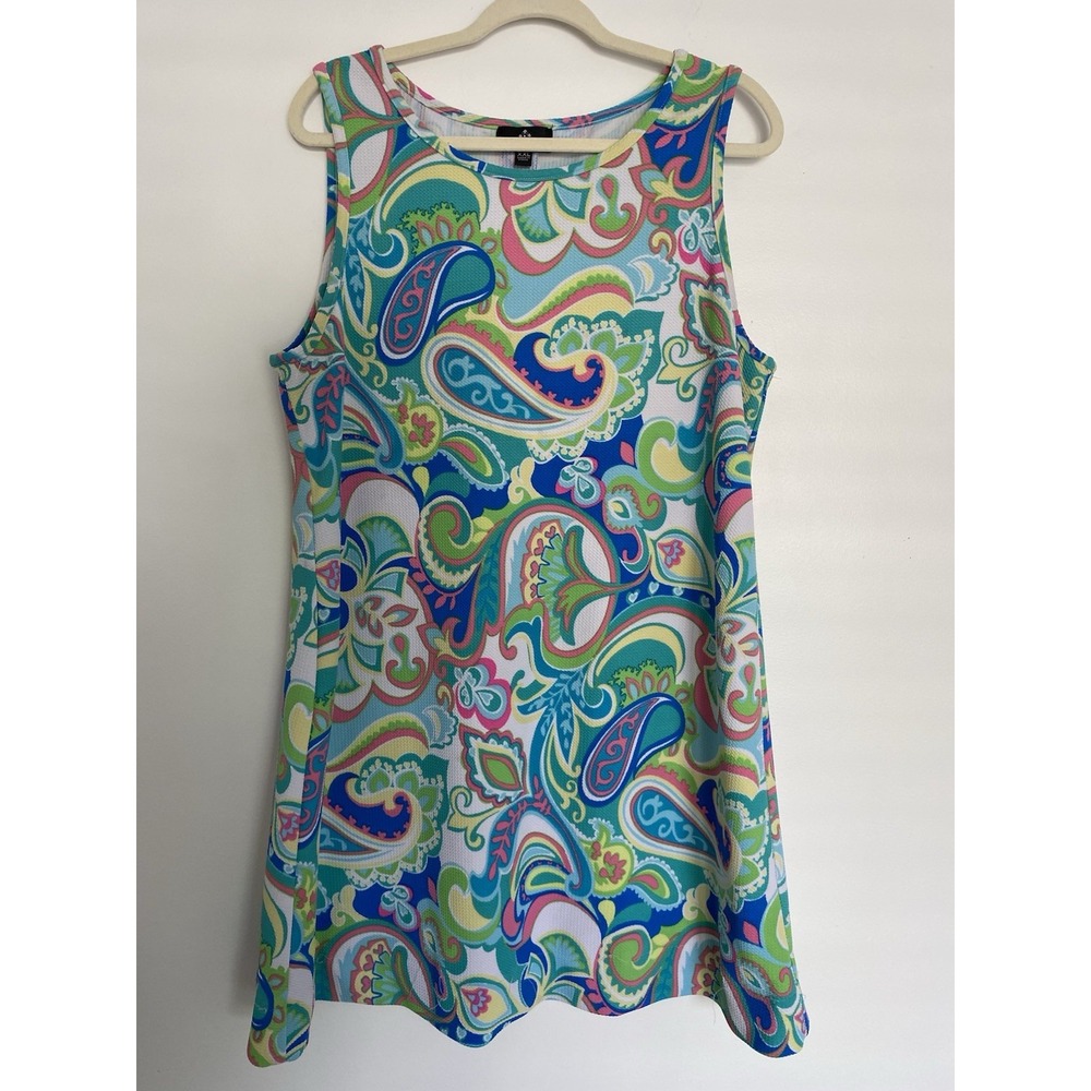 Ronni Nicole Bright Multicolor Paisley Shift Summer‎ Dress Women XXL 2X Beach
